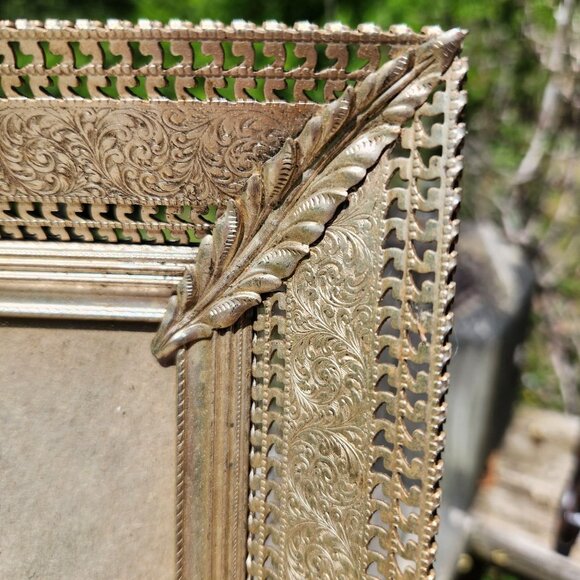Vintage Ornate silver plate Picture Frame With Intricate Scrollwork Design 8" X - Picture 5 of 6